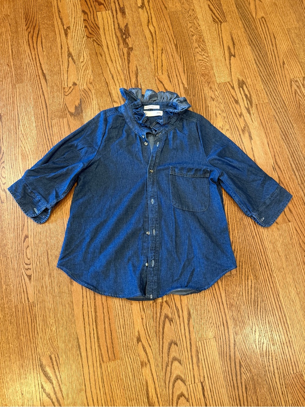 KMJ Southern Lover Denim Denim Ruffle Button-Front Shirt - Picture 7 of 10